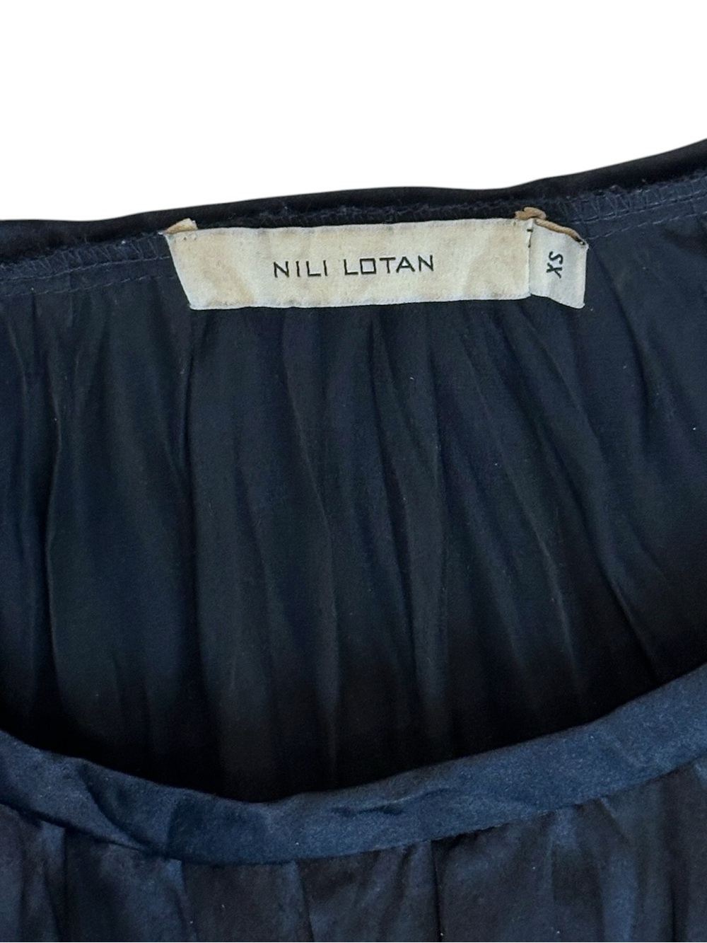 Nili Lotan 100% Silk Pleated Sleeveless Shift Mini Dress Navy Blue Women’s XS - Picture 3 of 6